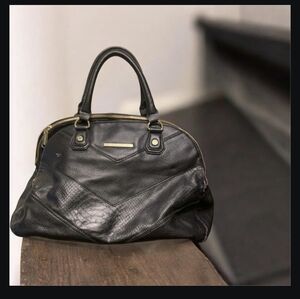 Steve Madden Black Pebbled Leather Satchel / Top Handle Bag